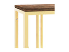 Gold console table in stainless steel and reclaimed solid wood GSAM80825