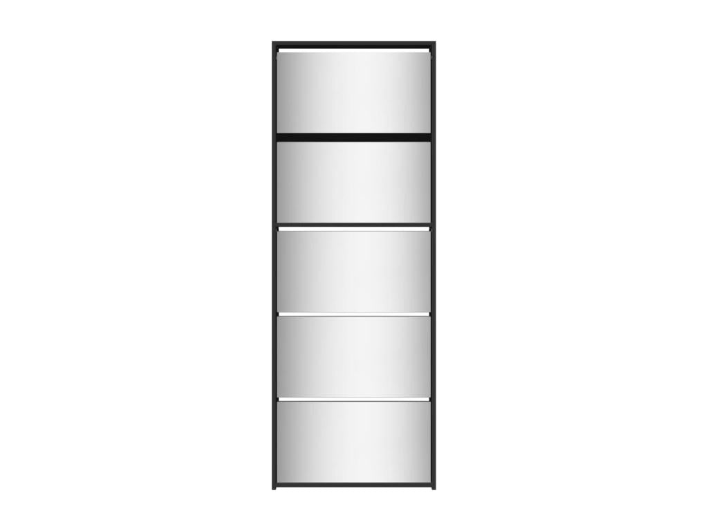 Boisona 5-Door Shoe Cabinet with Mirror, H 170cm – Modern and Elegant Design – Black HFMQ54192