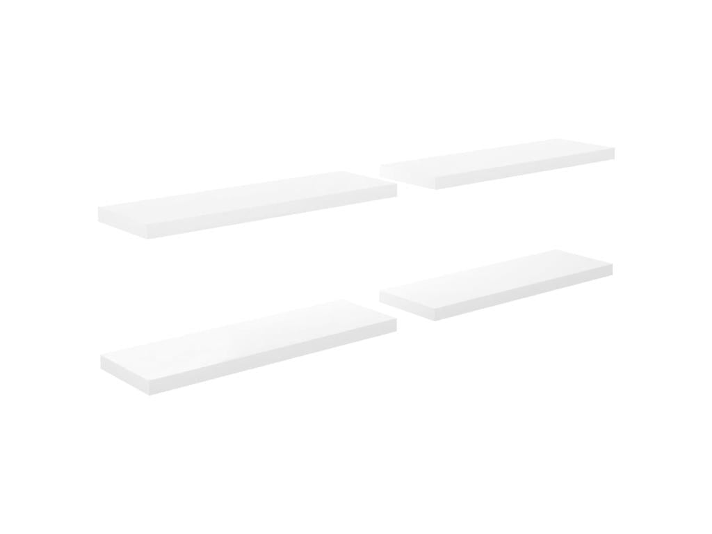 Floating wall shelf, 4 pcs, glossy white, 80x23.5x3.8 cm, MDF, BYKC75997