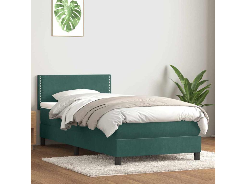 Boisona bed base and dark green 80x210 cm velvet mattress TTJF06138