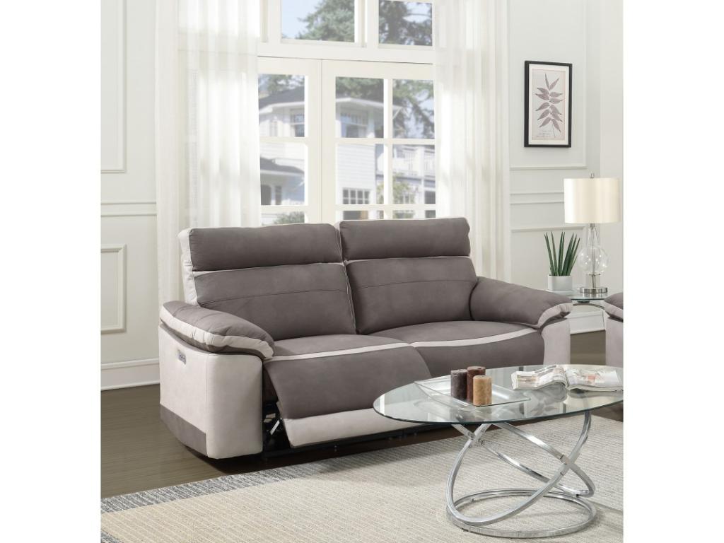 Boisona GFWU10653 2.5-seater motorized reclining sofa in two-tone fabric