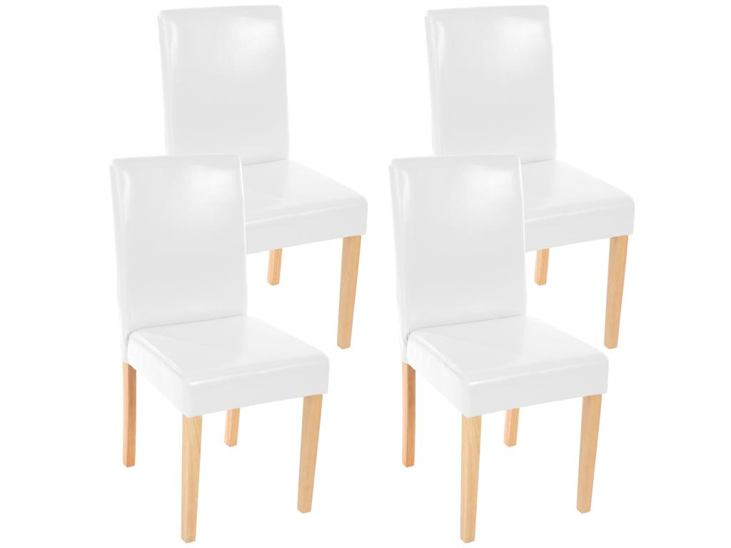 Set of 4 Boisona dining chairs in white bonded leather with light legs YVQJ93423
