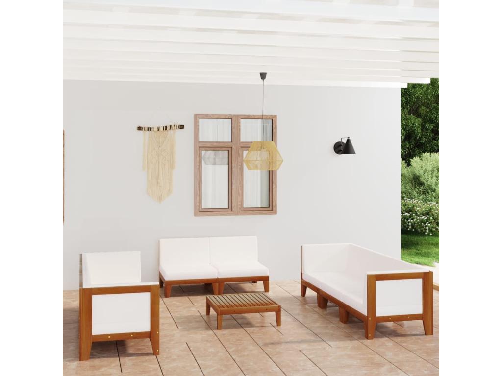 9-piece garden furniture set with cushions, solid Boisona wood CMJI03302