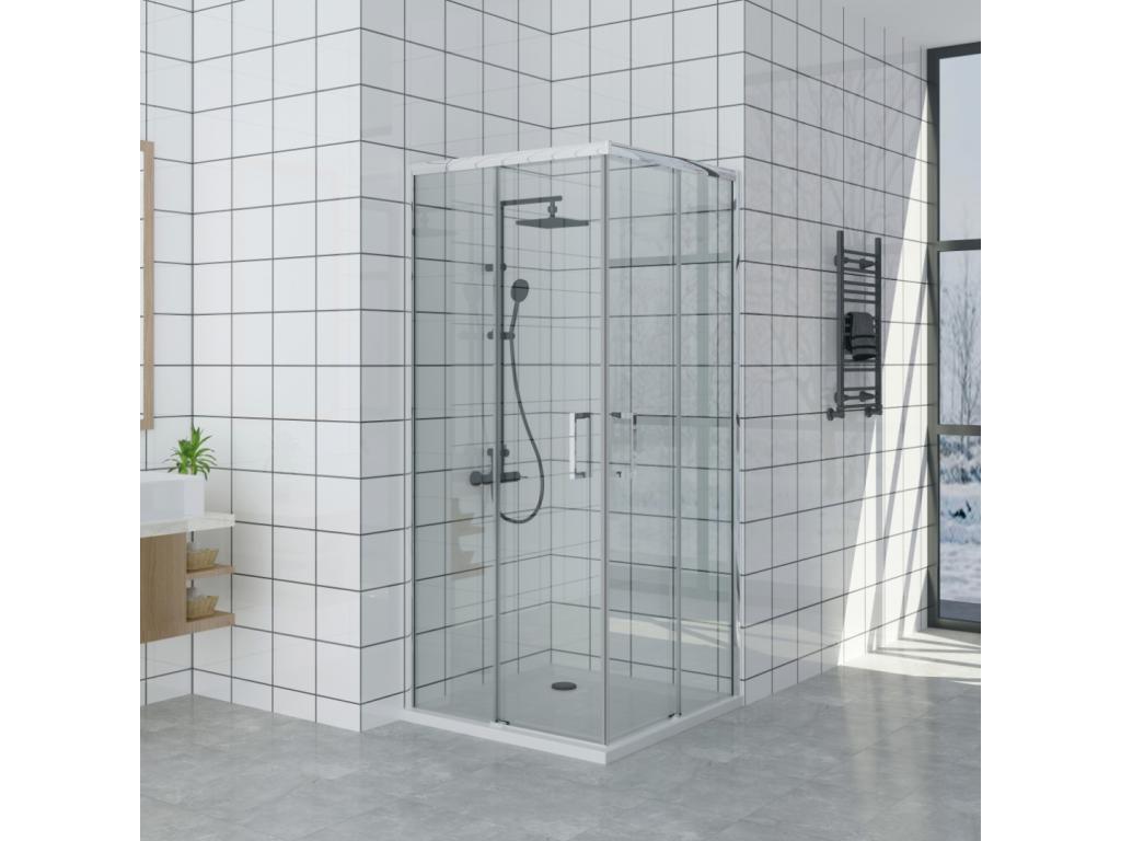75x75 cm corner shower enclosure with easy entry, 200 cm high, made of tempered glass MHQT92628
