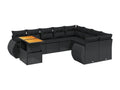 10-piece garden furniture set with cushions, black resin wicker KQBN51811