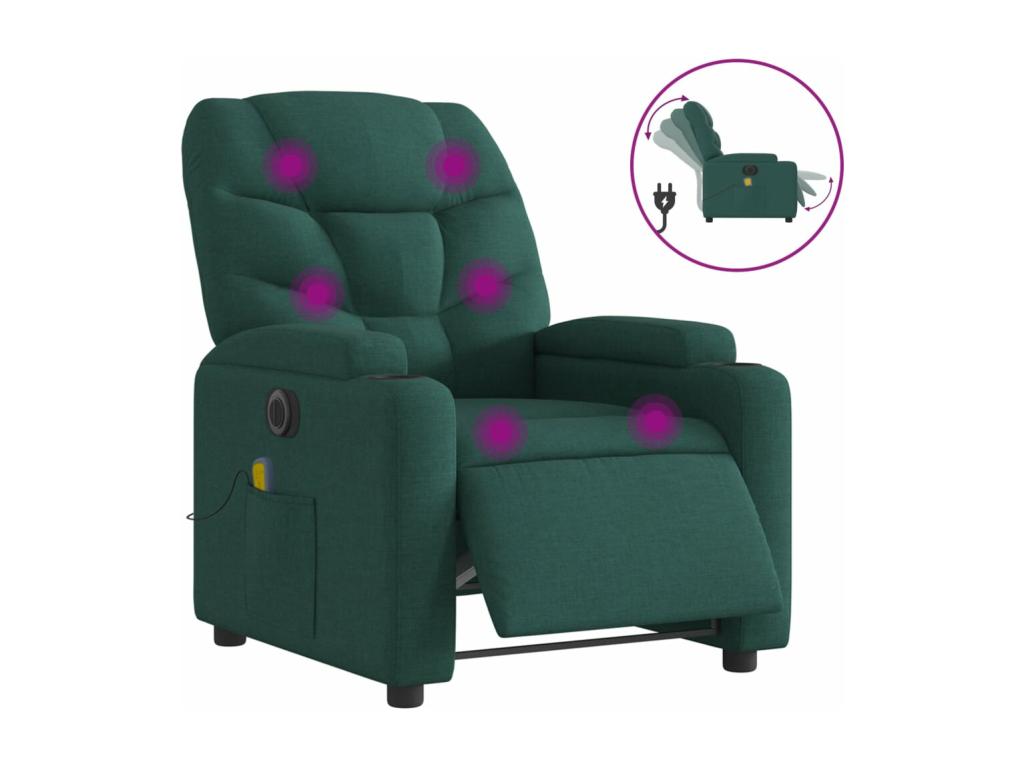 Electric Reclining Massage Chair, Dark Green Fabric WBGC34403