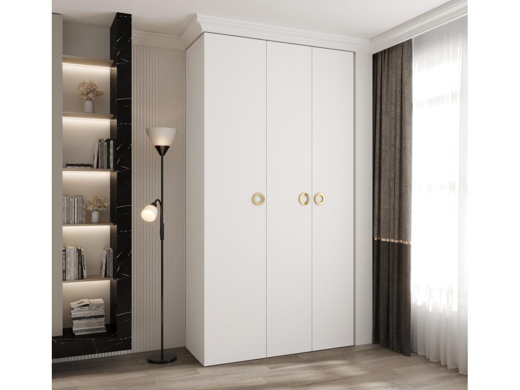 Boisona 1 245.5/130/50 3-door hinged wardrobe, white/gold, BJEI58180