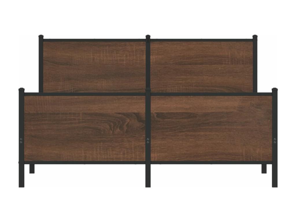 Metal bed frame without mattress, brown oak, 150x200 cm, MDBY75084