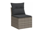 10-piece garden furniture set with cushions, grey woven resin ABFI51929