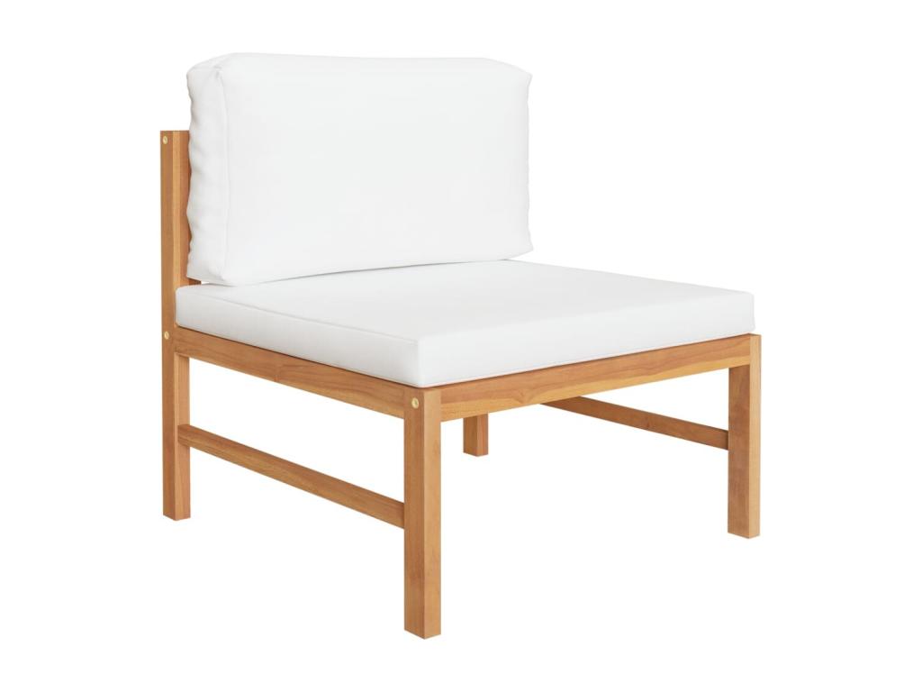 5-piece garden furniture set with cream cushions, solid teak wood, 3 YAAK85478