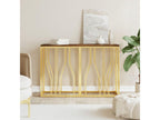 Gold console table in stainless steel and reclaimed solid wood GSAM80825