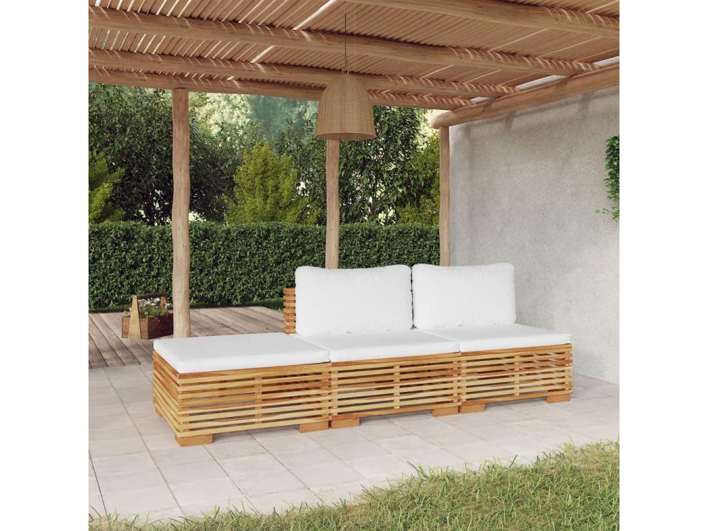 3-piece garden furniture set with cushions, solid teak wood, GGUY50983