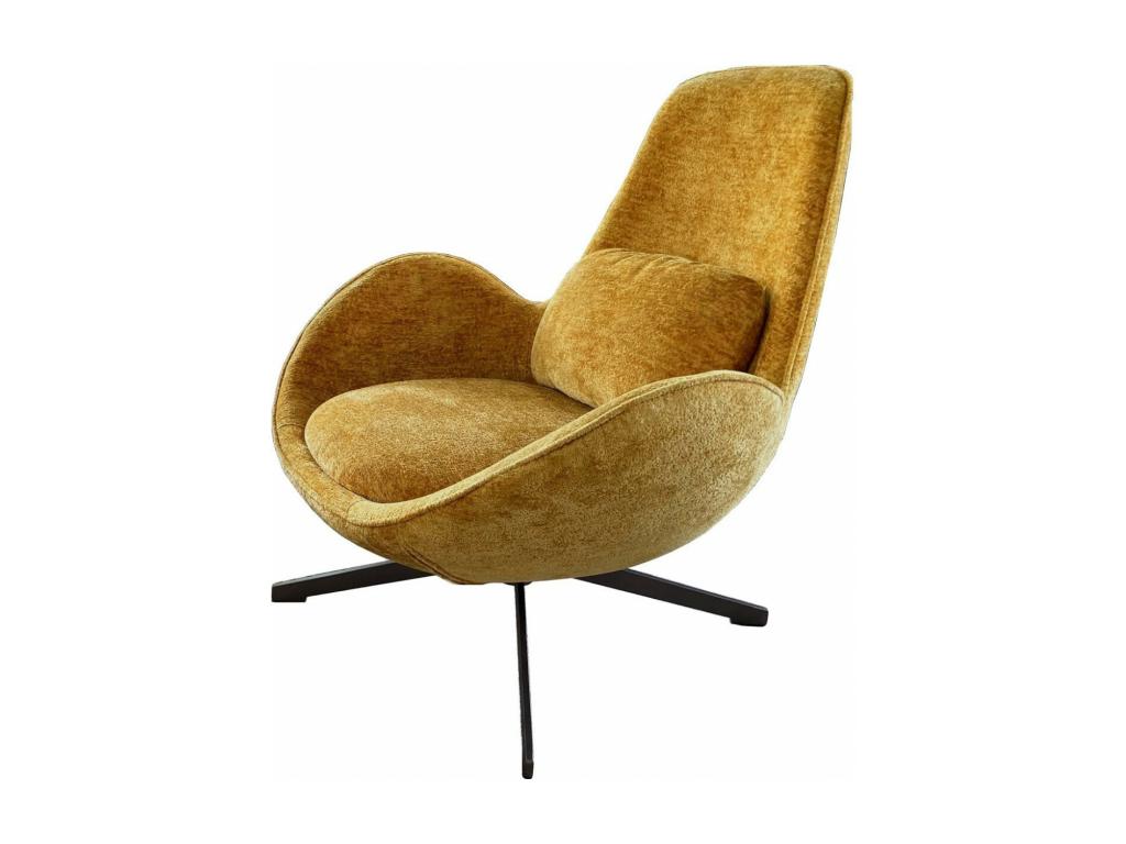 Boisona - Mustard Yellow Velvet Swivel Armchair JICZ12228
