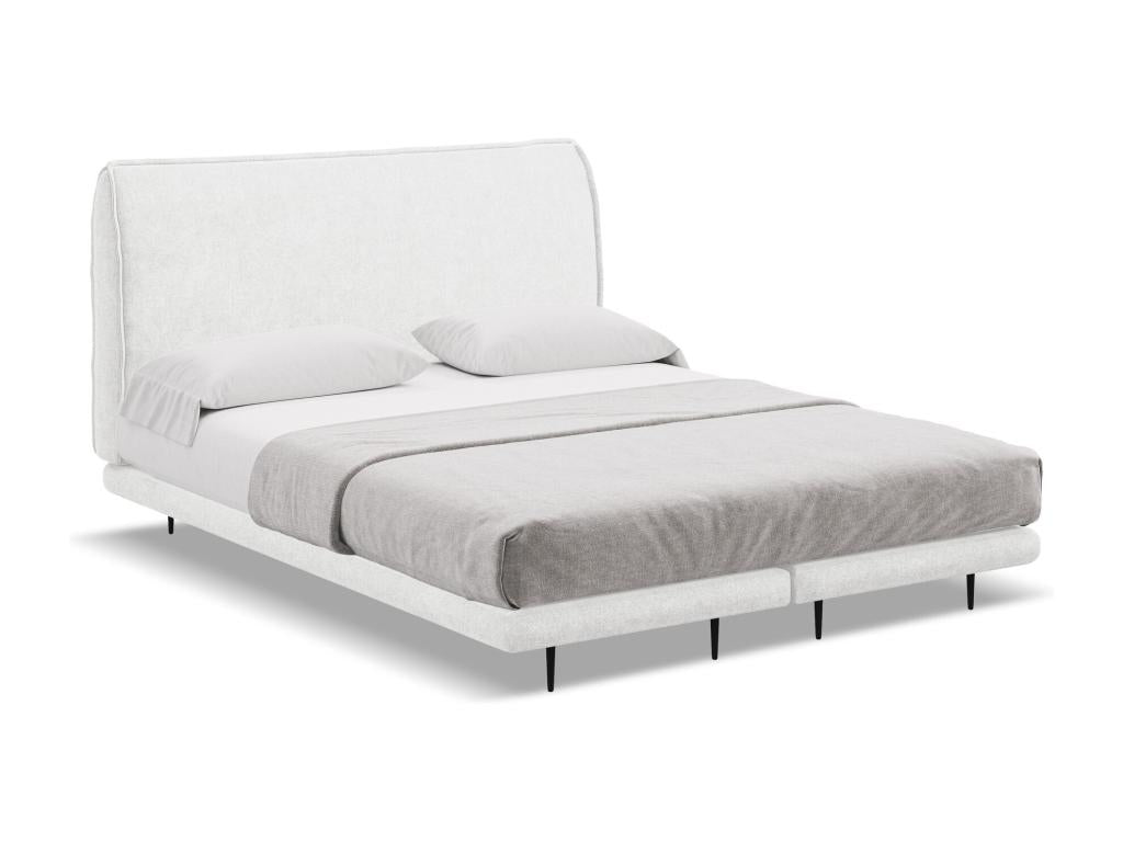 Upholstered bed with 140x200cm looped fabric mattress - white - Boisona OFPI17886