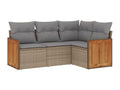 Garden furniture set with cushions, 4 pieces, beige woven resin LKZO51896