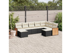 9-piece garden furniture set with cushions, black woven resin SHLH01561