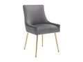 Set of 2 Velvet Upholstered Chairs with Veneered Legs - Grey / Gold JZND01410