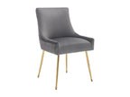 Set of 2 Velvet Upholstered Chairs with Veneered Legs - Grey / Gold JZND01410