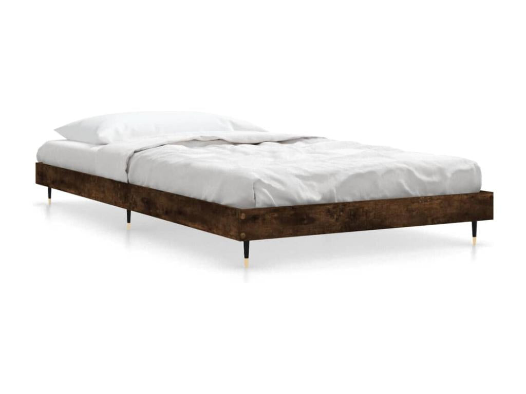 Bed frame without mattress, smoked oak, 90x190cm, engineered wood VBDK89335