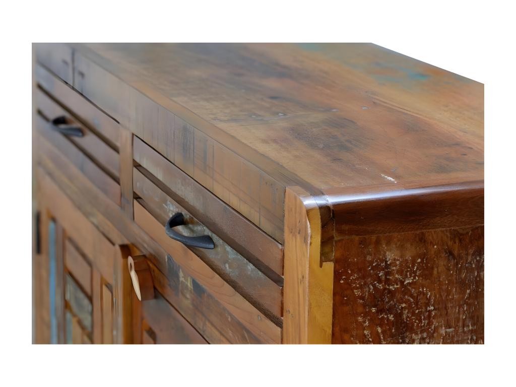 Exclusive chest of drawers in multicolored recycled wood. 87x40x105 PDDU02130