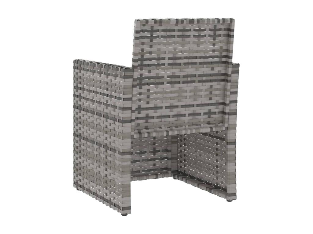 Garden armchair with cushions, grey woven resin AQVN16894