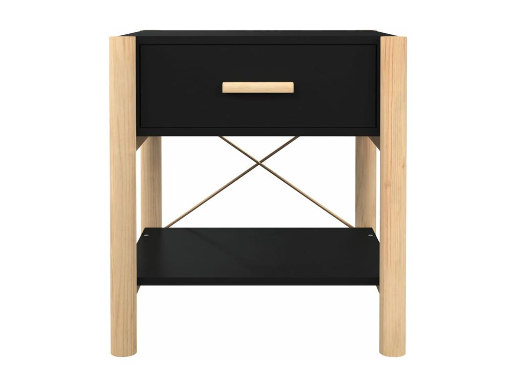 2-Piece Bedside Tables, Black, 42x38x45 cm, Engineered Wood, TGVL00569
