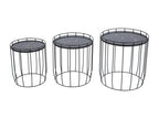 Boisona Set of 3 Round Black Side Tables/Coffee Tables DEYW71122