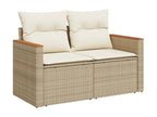 Garden furniture set with cushions, 12 pieces, beige woven resin, WTTW13812