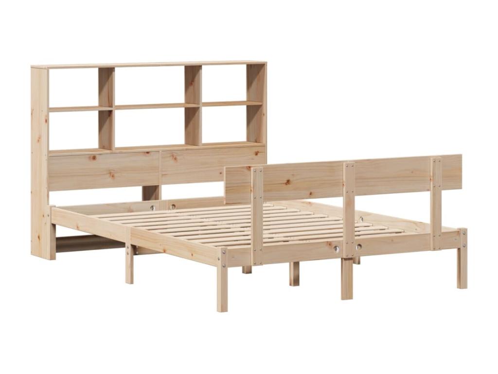 Bookshelf bed without mattress 140x200 cm solid pine wood WIFP88122