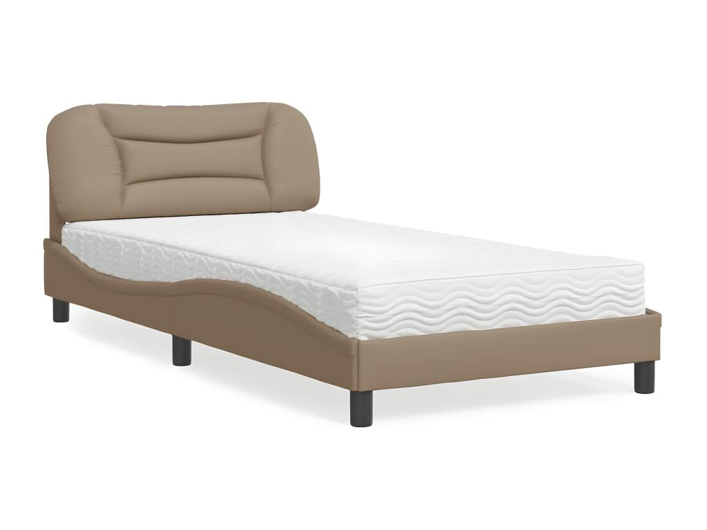 Bed with cappuccino mattress 100x200 cm faux leather ZITZ51230