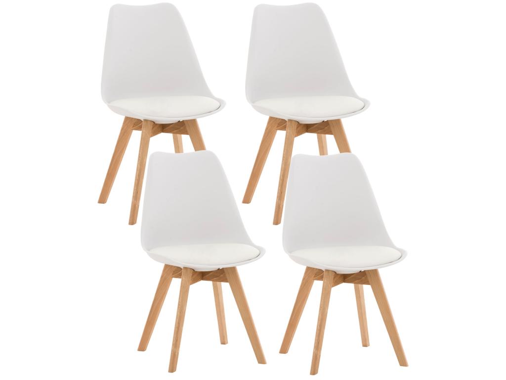 Set of 4 Dining Chairs - Plastic/Wood - White - Boisona ZIMY84601
