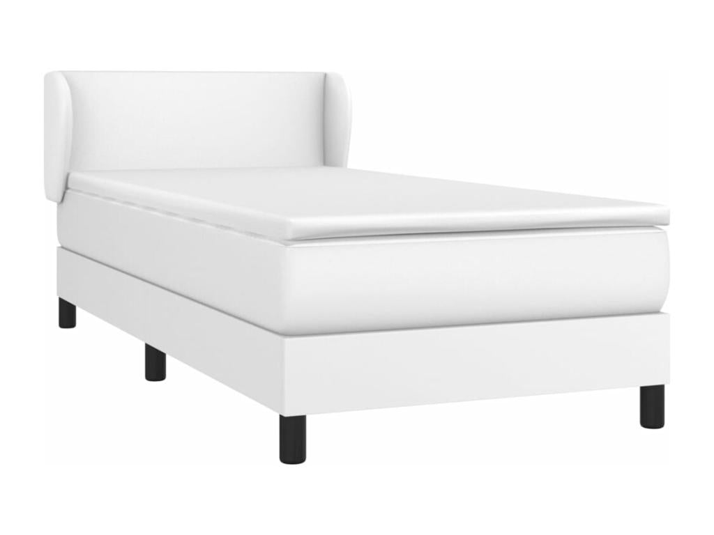 Boisona bed base with mattress, white, 90x190 cm, faux leather, WWHH13594