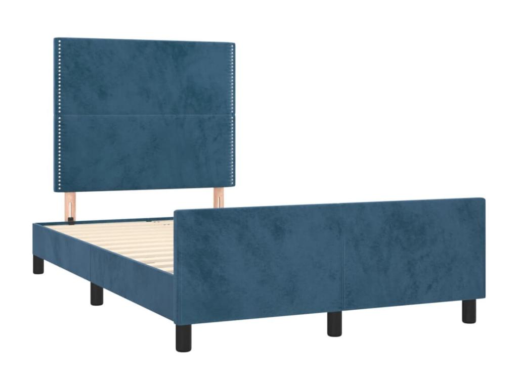 Bed frame with headboard, dark blue, 120x200 cm, velvet, MRAQ97950