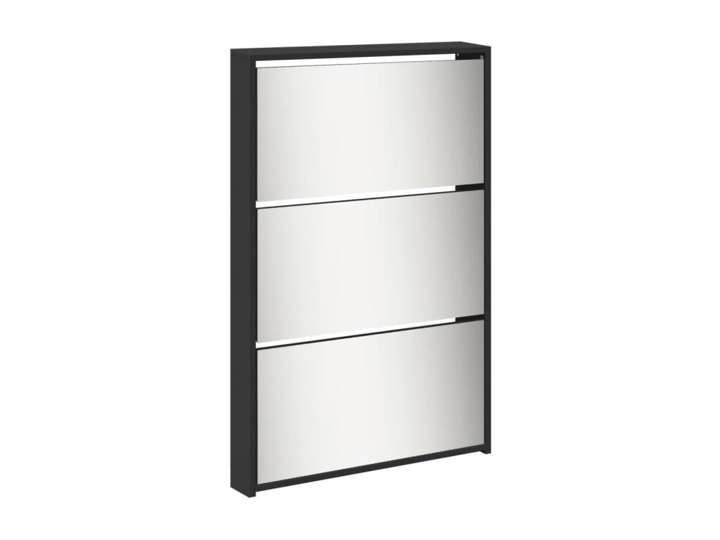 Boisona 5-Door Shoe Cabinet with Mirror, H 170cm – Modern and Elegant Design – Black HFMQ54192