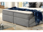 Complete box spring bed set including headboard, bed base, mattress, and mattress topper - luxury grey fabric - 140x200 cm NDOX13511