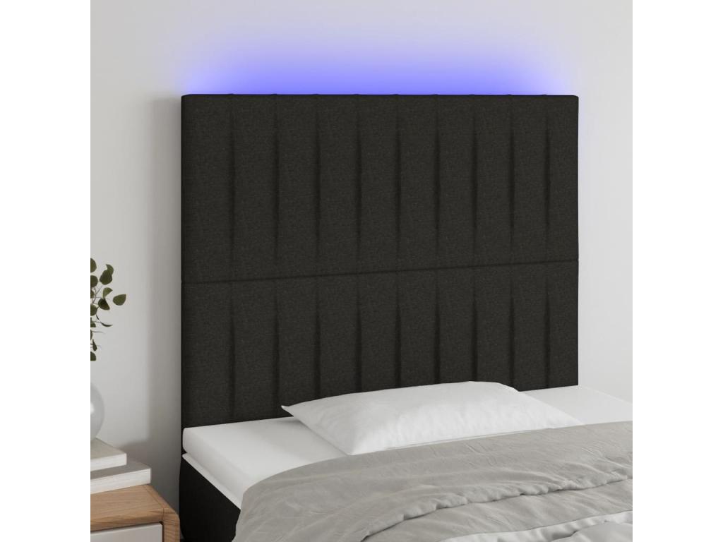 Black LED Headboard 90x5x118/128 cm Fabric TMVV58646