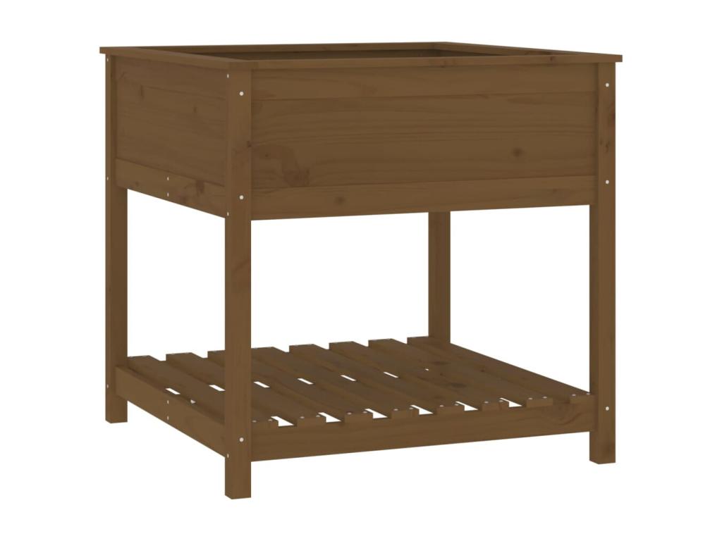Planter with shelf, Honey brown, 82.5x82.5x81 cm, Pine wood, BJWX56828