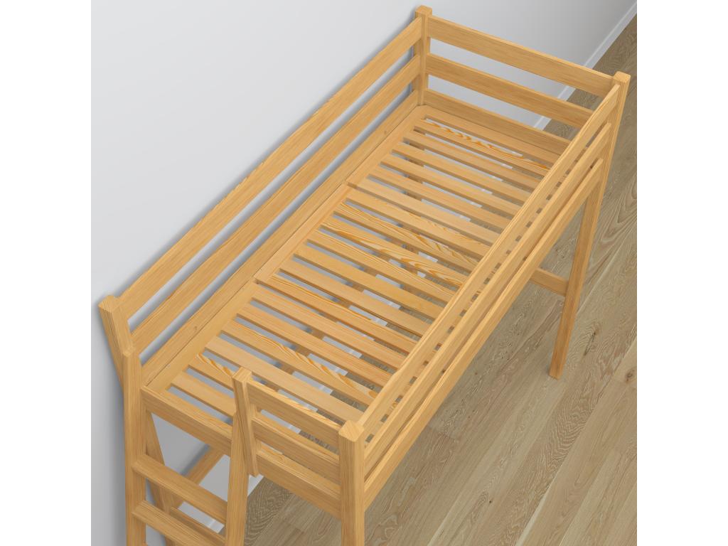 Wooden loft bed with desk N02 Natural Pine 90x200 HIWL39097