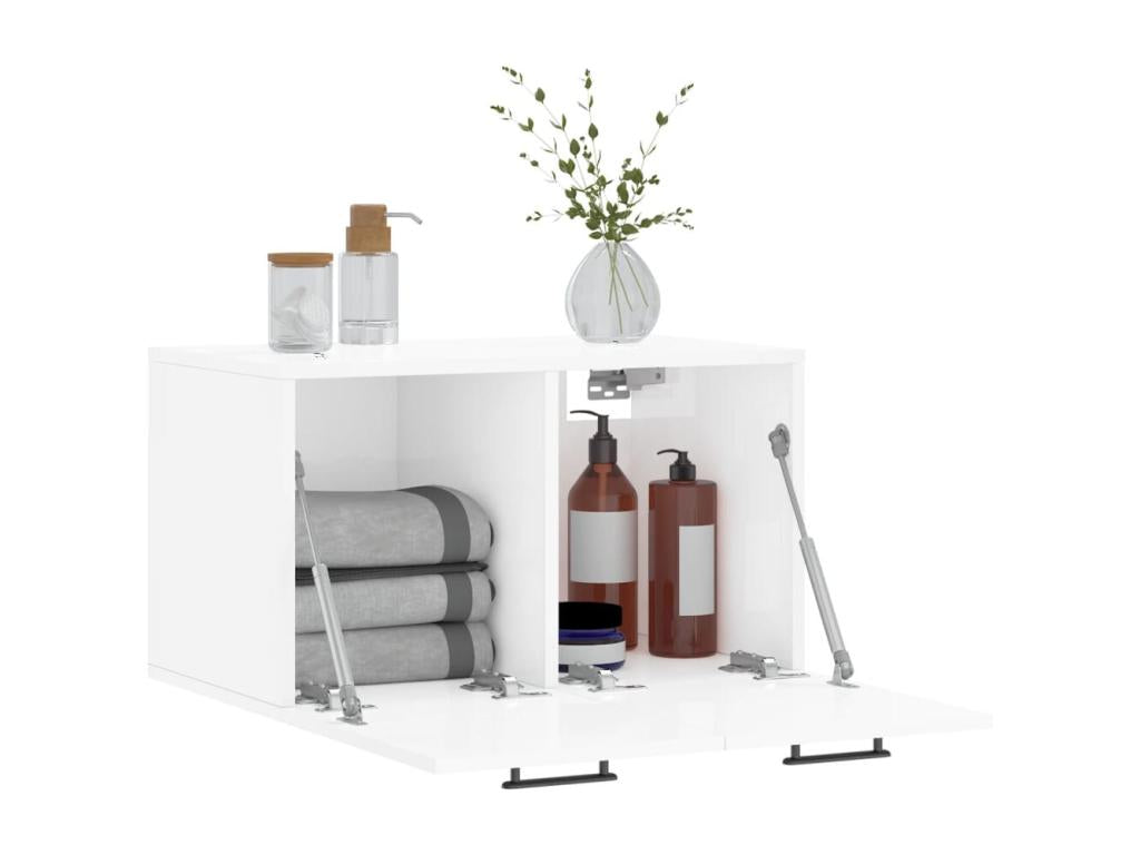 Glossy white wall cabinet, 60x36.5x35 cm, engineered wood, DKYS02298