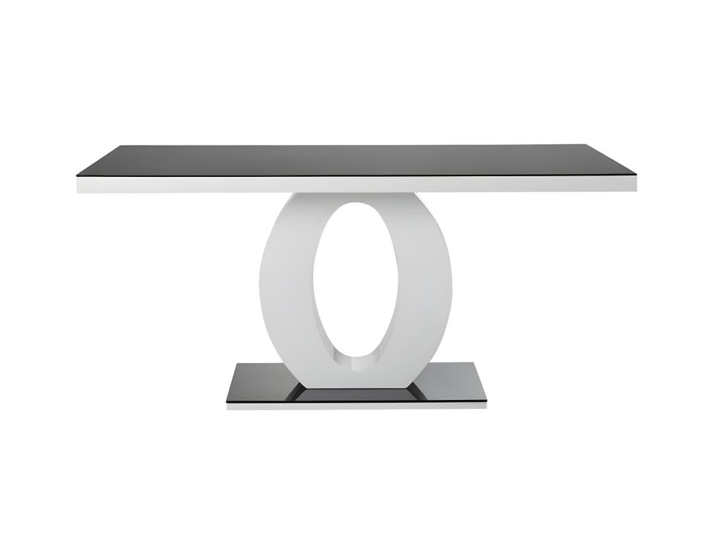 Boisona Dining Table - 6 people - Lacquered MDF / Tempered Glass - Black / White CJXQ99936