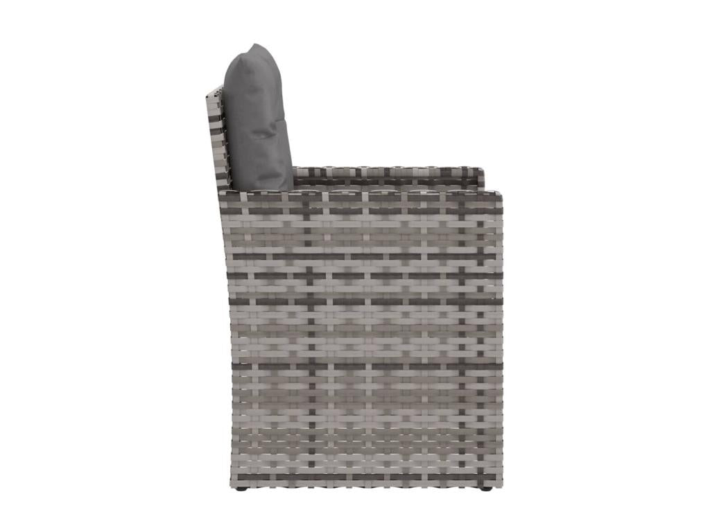 Garden armchair with cushions, grey woven resin AQVN16894