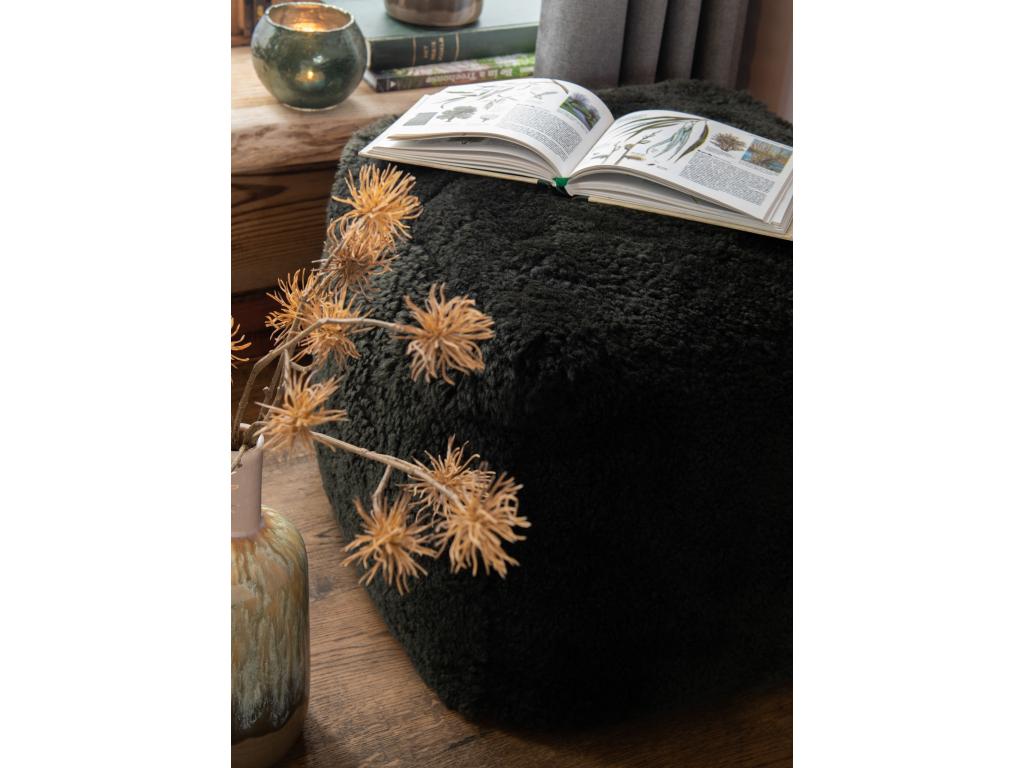 Square Sheepskin Pouf 45cm Green CXOR37570