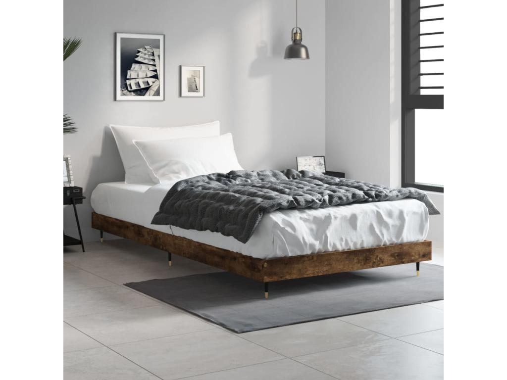 Bed frame without mattress, smoked oak, 90x190cm, engineered wood VBDK89335