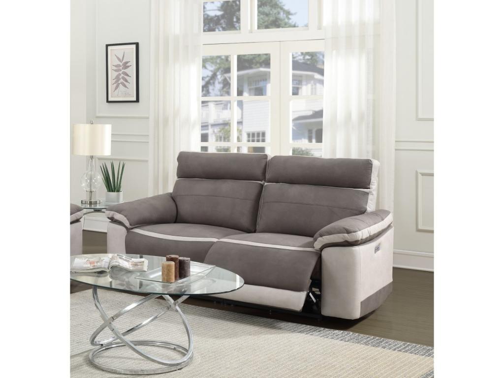 Boisona GFWU10653 2.5-seater motorized reclining sofa in two-tone fabric