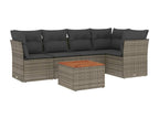 6-piece garden furniture set with grey resin wicker cushions YHGI36553