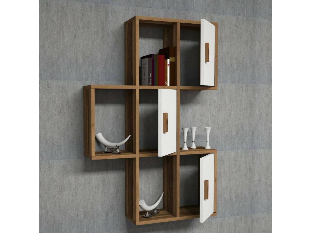 Boisona Wall Shelf, Multi-purpose Wall-Mounted Shelving Unit, 50x20h113 cm, Walnut and White, ZNWP89820