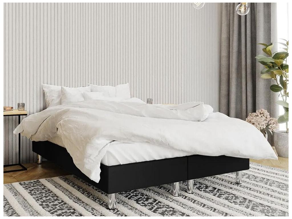 Boisona 101 Continental Double Bed, Black, 140x200cm, Faux Leather, 140x200x47cm, FAXA42731