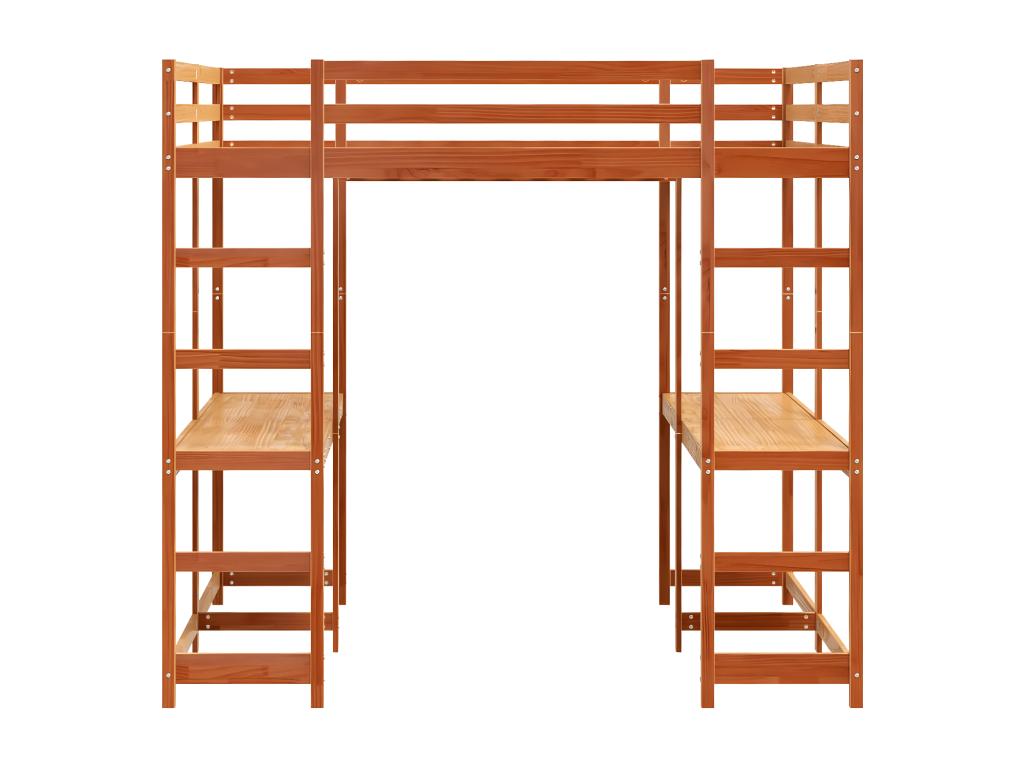 Bunk bed, desk, and ladder 160x200cm solid pine wood SDXN57032