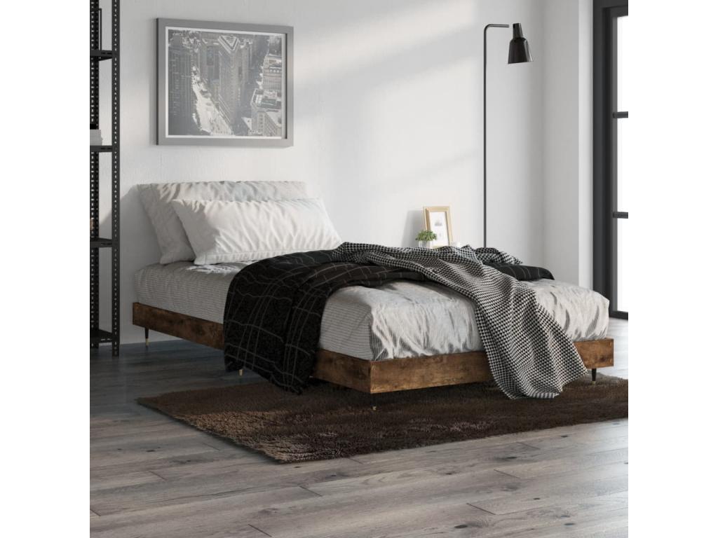 Bed frame without mattress, smoked oak, 90x190cm, engineered wood VBDK89335