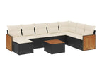 9-piece garden furniture set with cushions, black woven resin BBCQ04971